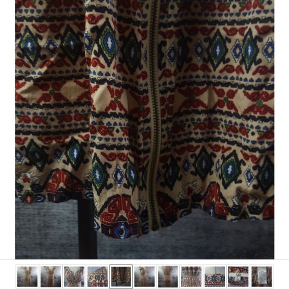 Ya Los Angeles Dress Full Zippered Down Front Ruched Back Cap Sleeve Batik - Picture 5 of 11